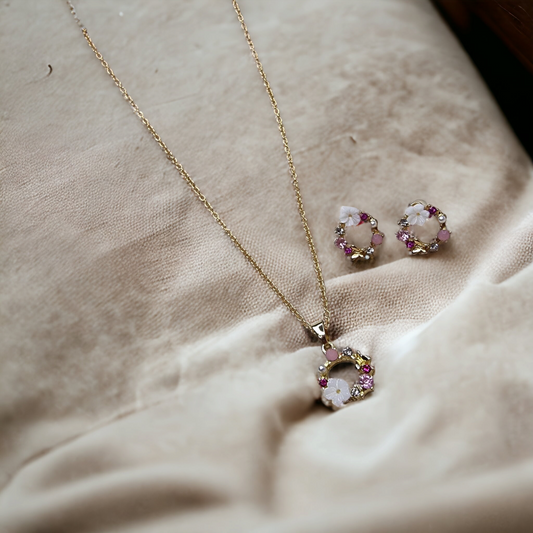 Floral Jewelry Set Necklace & Earrings
