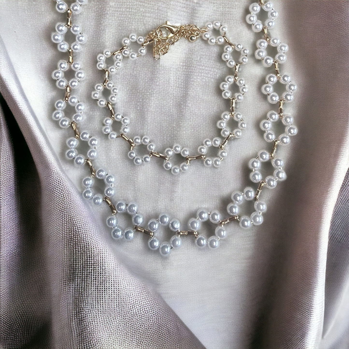 Pearl Jewelry Set Necklace & Bracelet ✨️