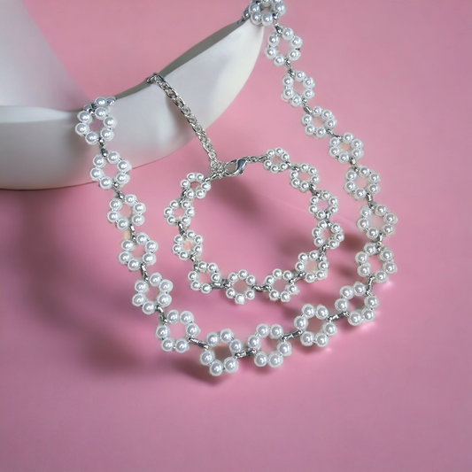 Pearl Jewelry Set Necklace & Bracelet 🤍